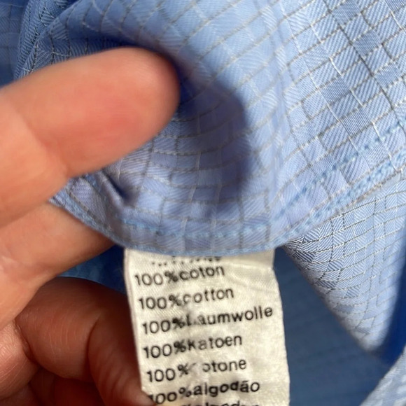 LACOSTE Mens Button Up Dress Shirt Light Blue Long Sleeve Logo Preppy 40 (M) - Picture 10 of 15